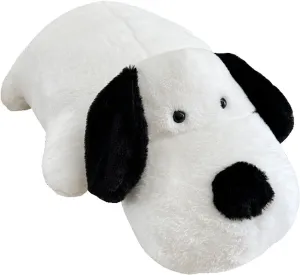 Haengbuk-Soft Puppy Plush Pillow, 23.6in/60cm Cute Stuffed Animals Toy, White and Black Dog Hugging Pillow, Gift for Kids and Friends