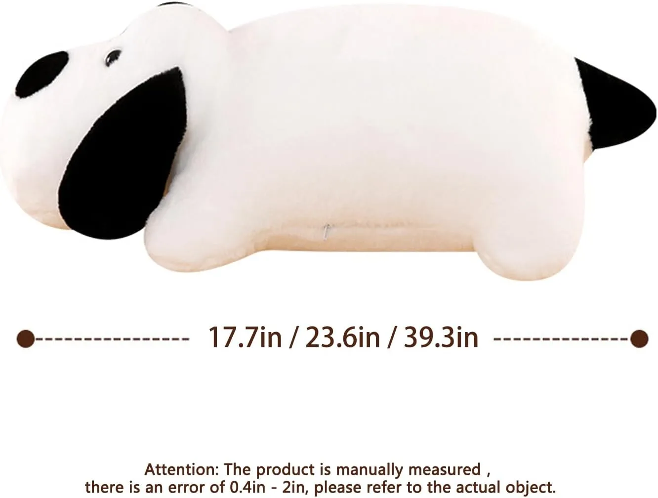 Haengbuk-Soft Puppy Plush Pillow, 23.6in/60cm Cute Stuffed Animals Toy, White and Black Dog Hugging Pillow, Gift for Kids and Friends