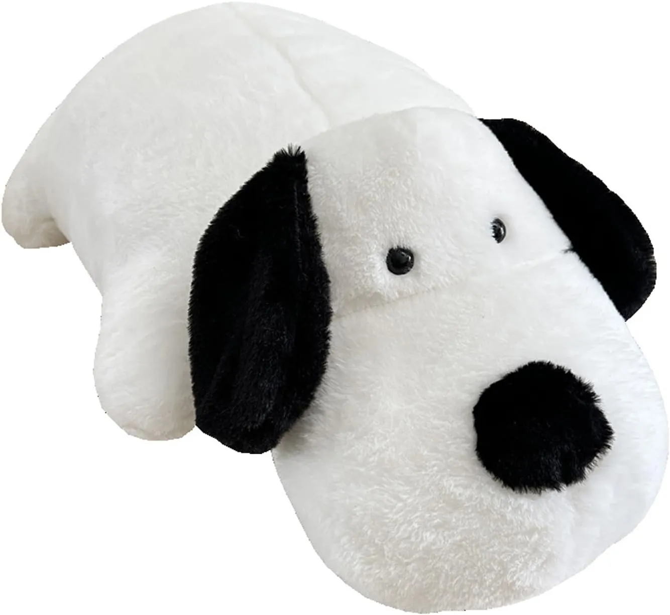 Haengbuk-Soft Puppy Plush Pillow, 23.6in/60cm Cute Stuffed Animals Toy, White and Black Dog Hugging Pillow, Gift for Kids and Friends