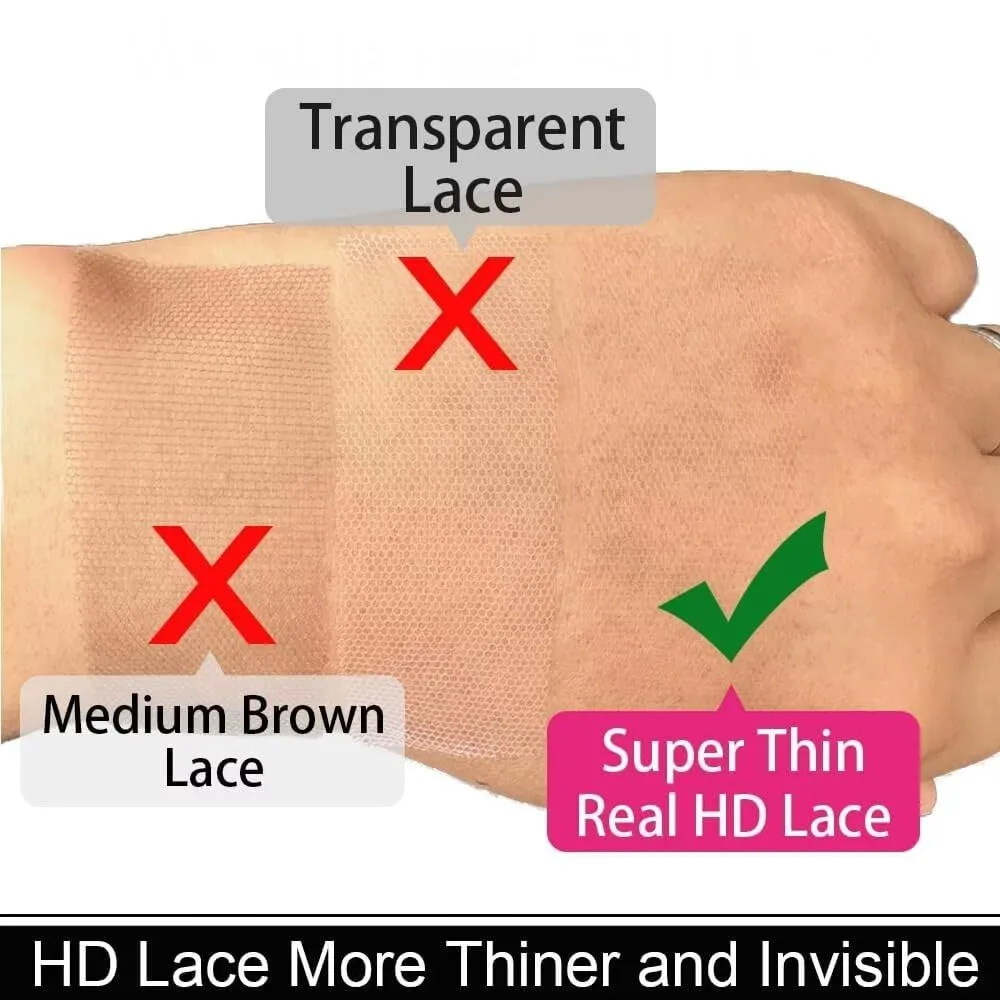 HD Lace Closure, Free Part Real 5x5 HD Lace Closure Human Hair Unprocessed Straight Hair Swiss Lace Closure Pre Plucked with Baby Hair Invisible Lace Frontal Closure Natural Black 14 Inch