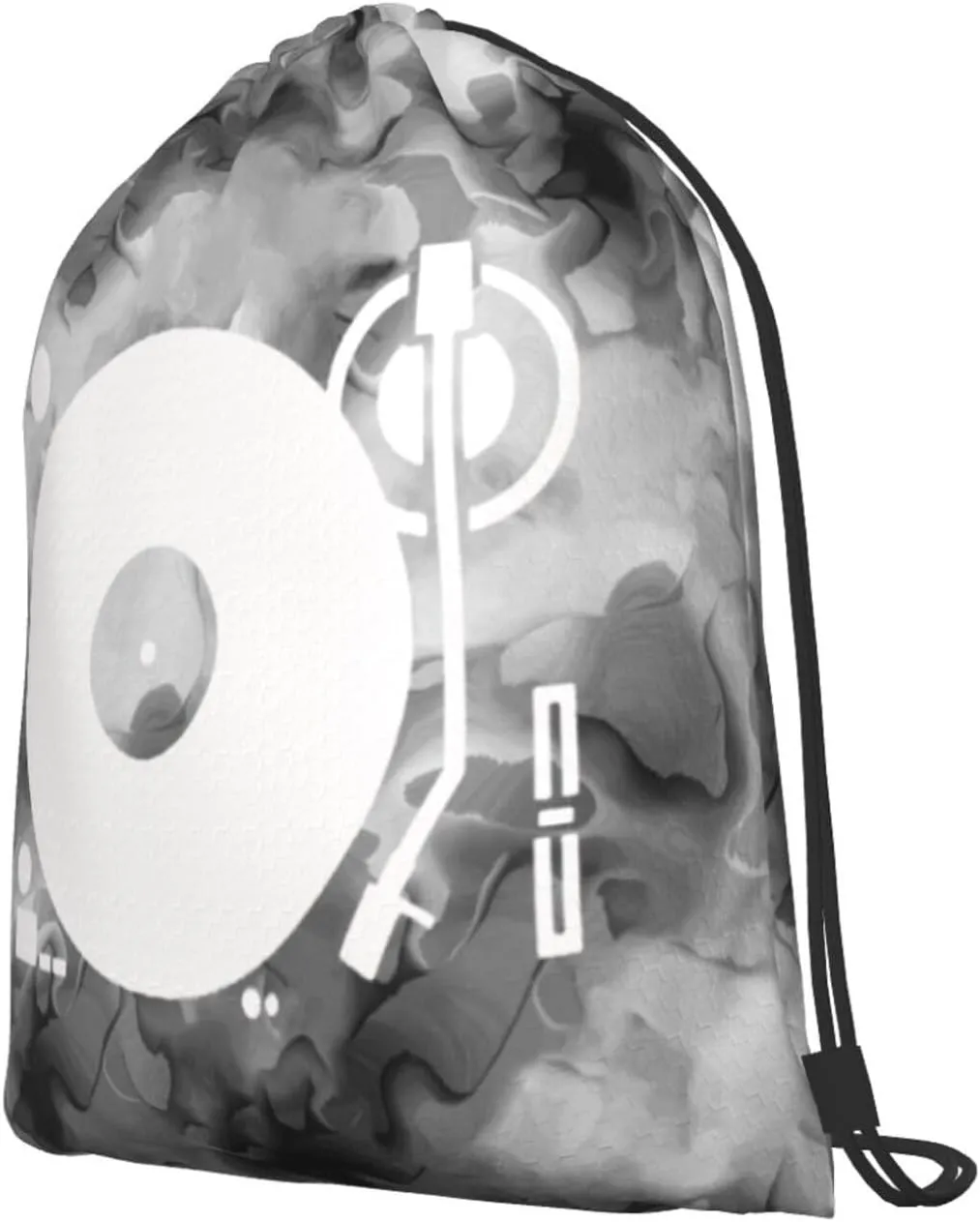 Headphones Record Disc Platter Disk Dj Play Vinyl Drawstring Backpack Bag Sport Gym Sackpack for Men Women (Marbling)