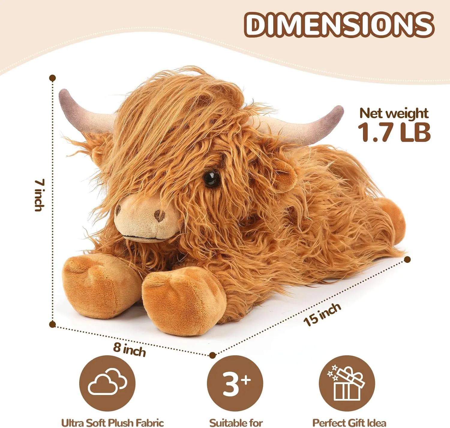 Highland Cow Stuffed Animals, Microwavable Stuffed Animals Heating Pad for Cramps, Pain Stress Relief, Heatable & Coolable Lavender Scented Cow Plush Toy for Anxiety, Women Kid Bedtime Highland Cattle