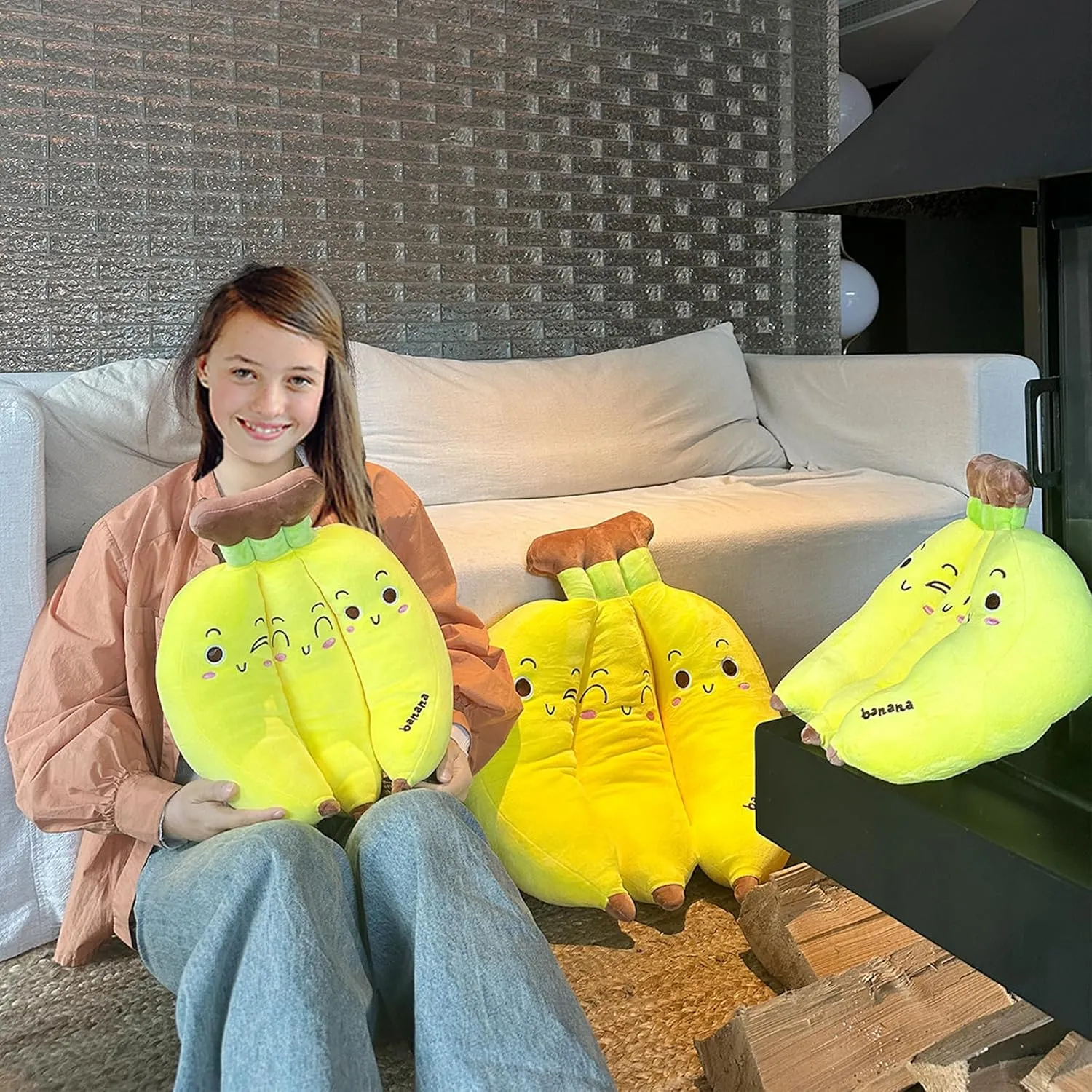 Hofun4U Banana Plush Pillow - 13" Banana Stuffed Animal,Fruit Banana Plush Toy Pillow Holiday for Girls Boys