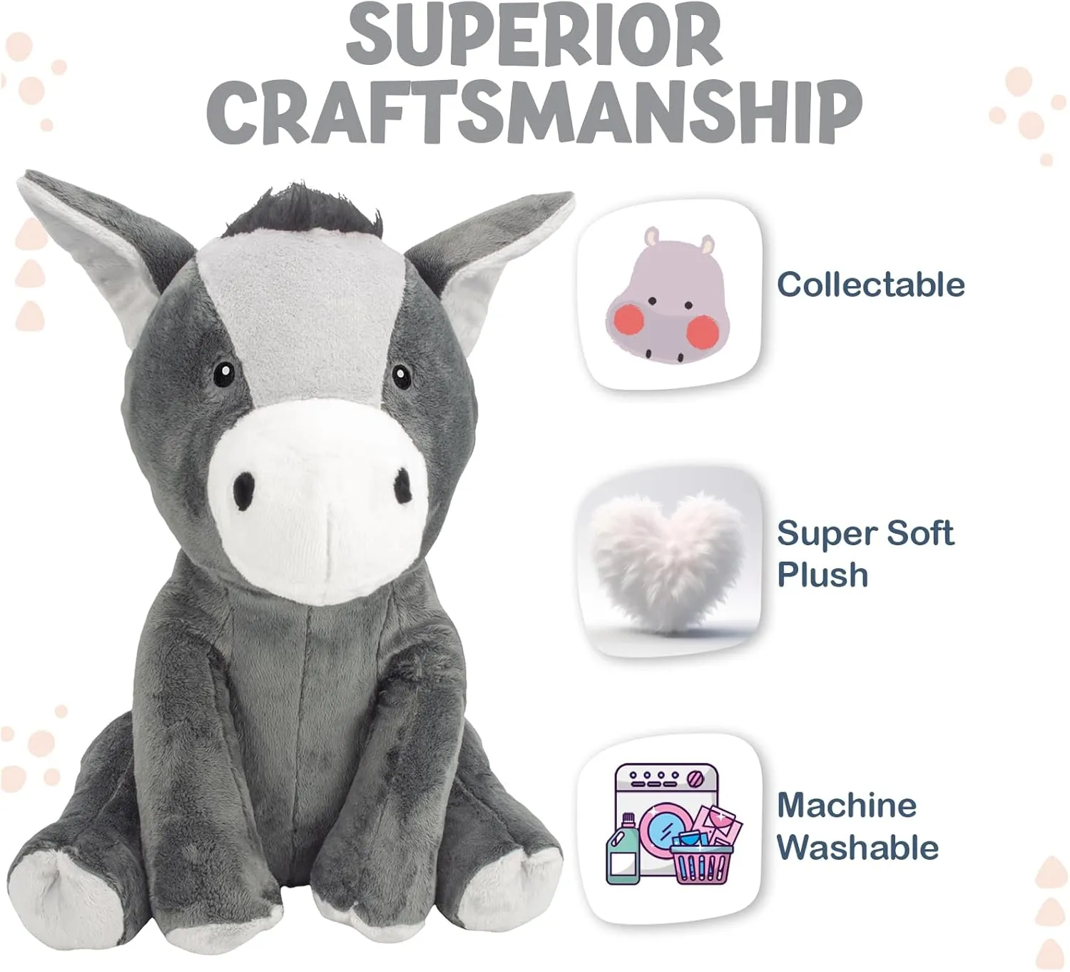 Homily Stuffed Donkey, Plush Donkey, Stuffed Animal Toy, Valantine Easter Gifts for Boys Girls Kids，20 Inches
