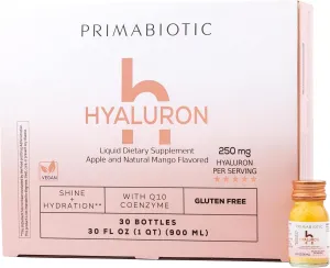 Hyaluronic Acid 250mg - Mango Flavor 30 Shots x30ml | Vegan, Deep Hydration, Anti-Aging and Skin Elasticity Support - Beauty Drink for Hydration, Smoothness and Firmness