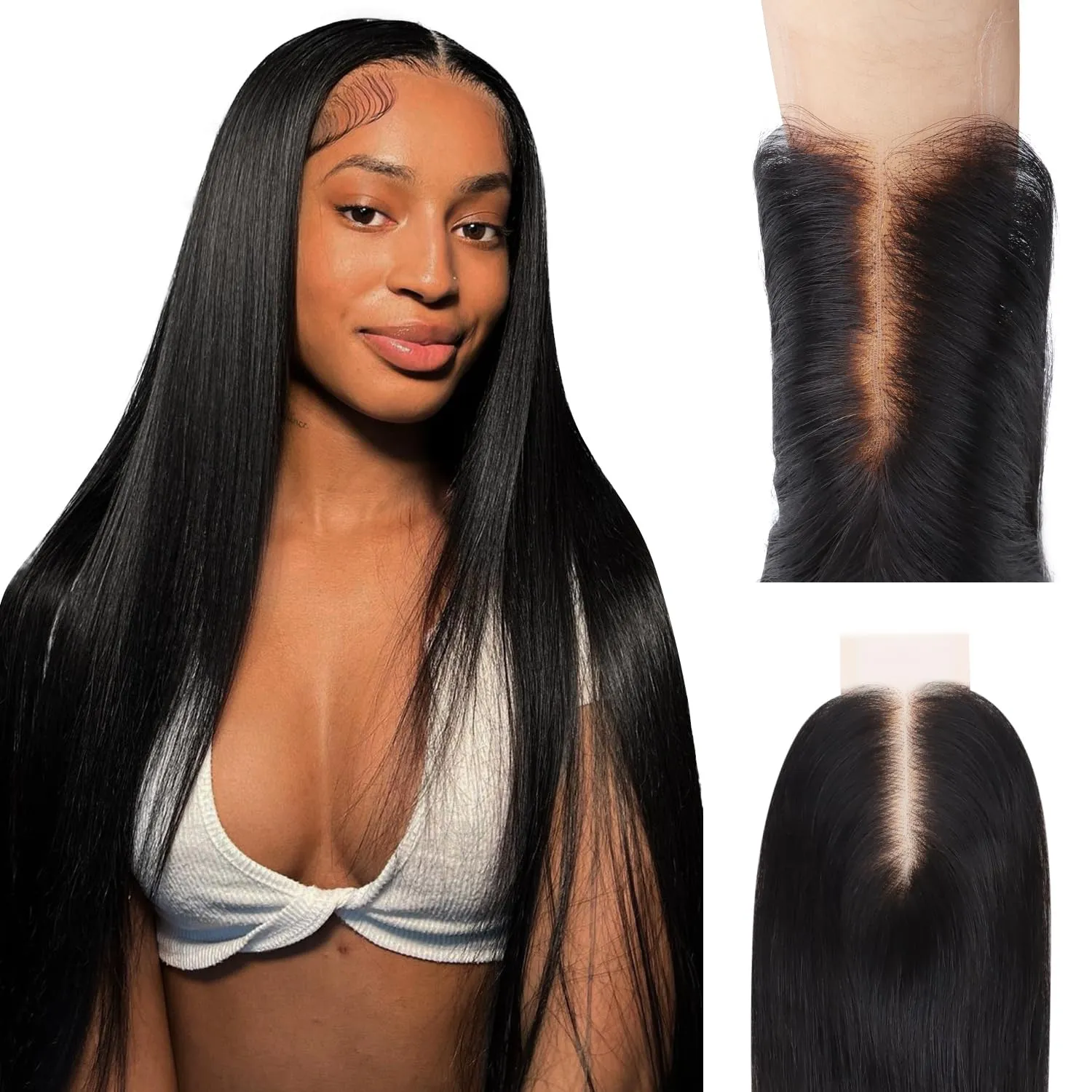 IDN BEAUTY SKINLIKE REAL HD 2x6 Lace Closure Human Hair Straight 12 Inch Bleached Single Knots HD Closure Ultra-thin 2x6 Lace Closure Virgin Human Hair 0.1 mm Pre Plucked Hairline Lace Closure