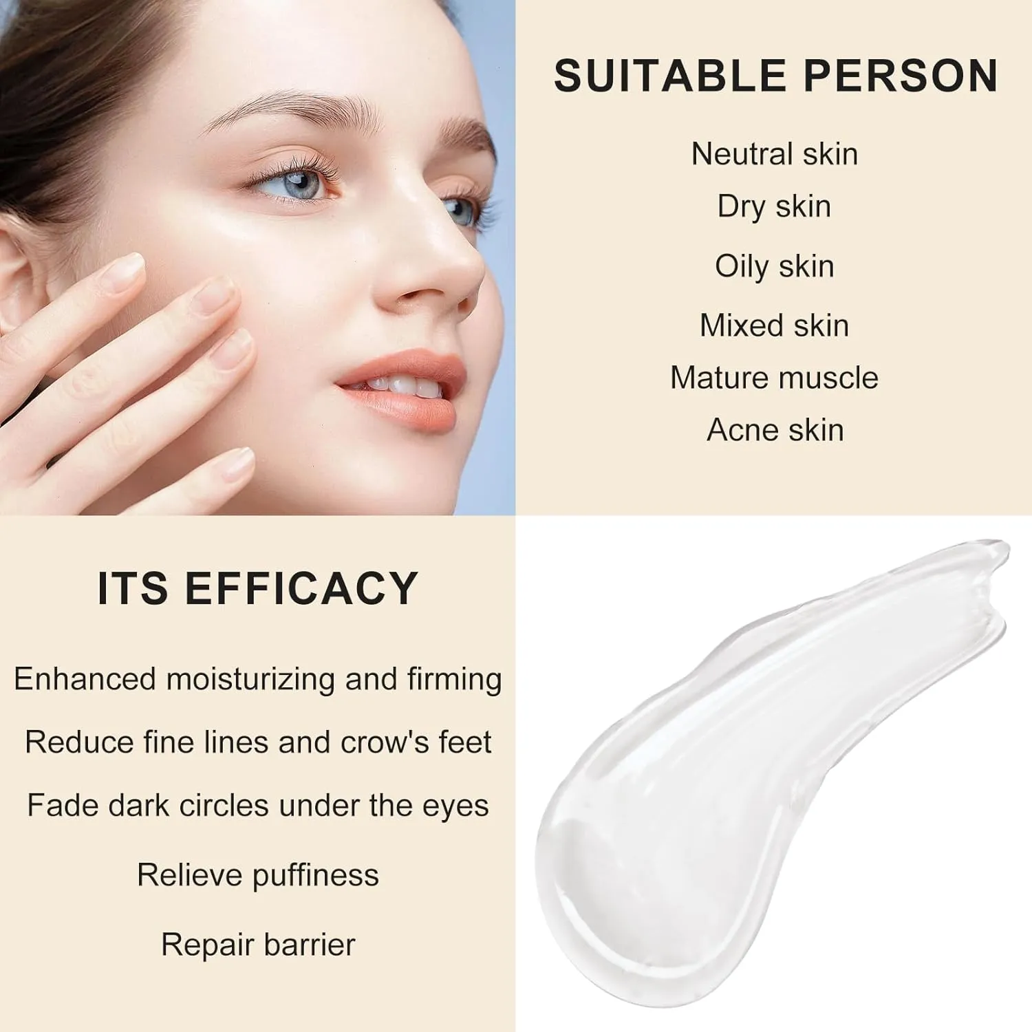 Instant Eye Tightener – Under Eye Tightening Cream for Puffiness & Wrinkles, Anti-Aging Eyes Serum with Hyaluronic Acid & Peptides, Dark Circle Treatment, EYE Bag Remover Treatment (1)