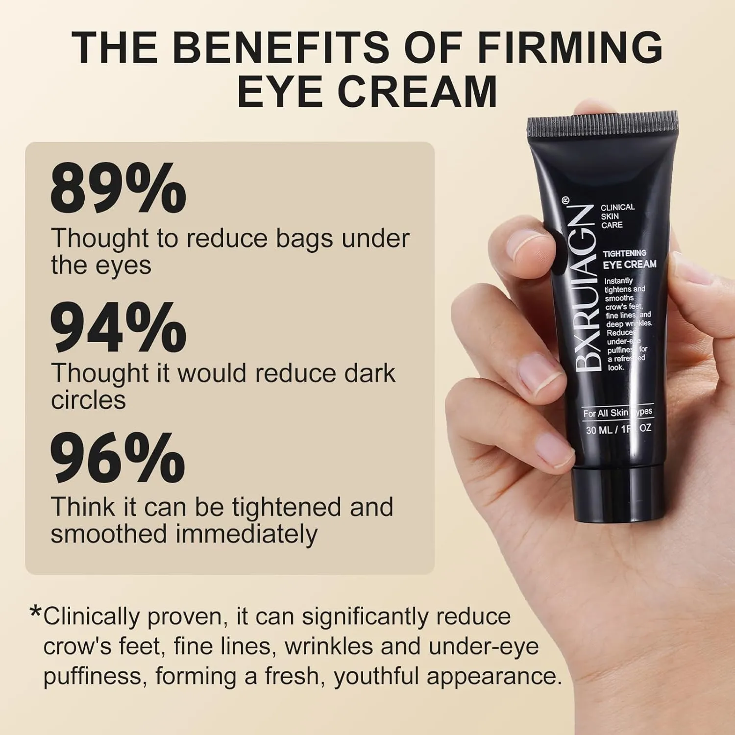 Instant Eye Tightener – Under Eye Tightening Cream for Puffiness & Wrinkles, Anti-Aging Eyes Serum with Hyaluronic Acid & Peptides, Dark Circle Treatment, EYE Bag Remover Treatment (1)