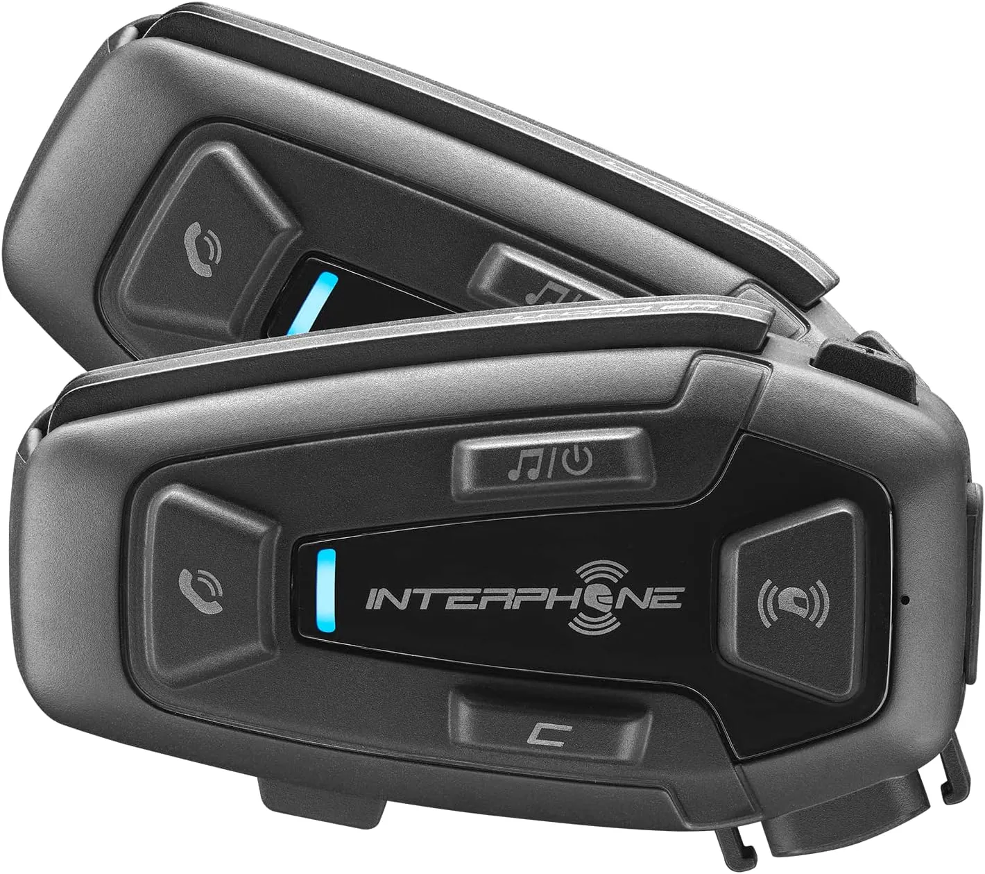 INTERPHONE Cellularline, 2 Motorcycle Intercoms with Mesh Communication, Model U-Com 8R, Up to 24 Riders, Distance 1.6 Km, Range 18 Hours, Compatible with Sena, TFT and GPS, Waterproof, Universal