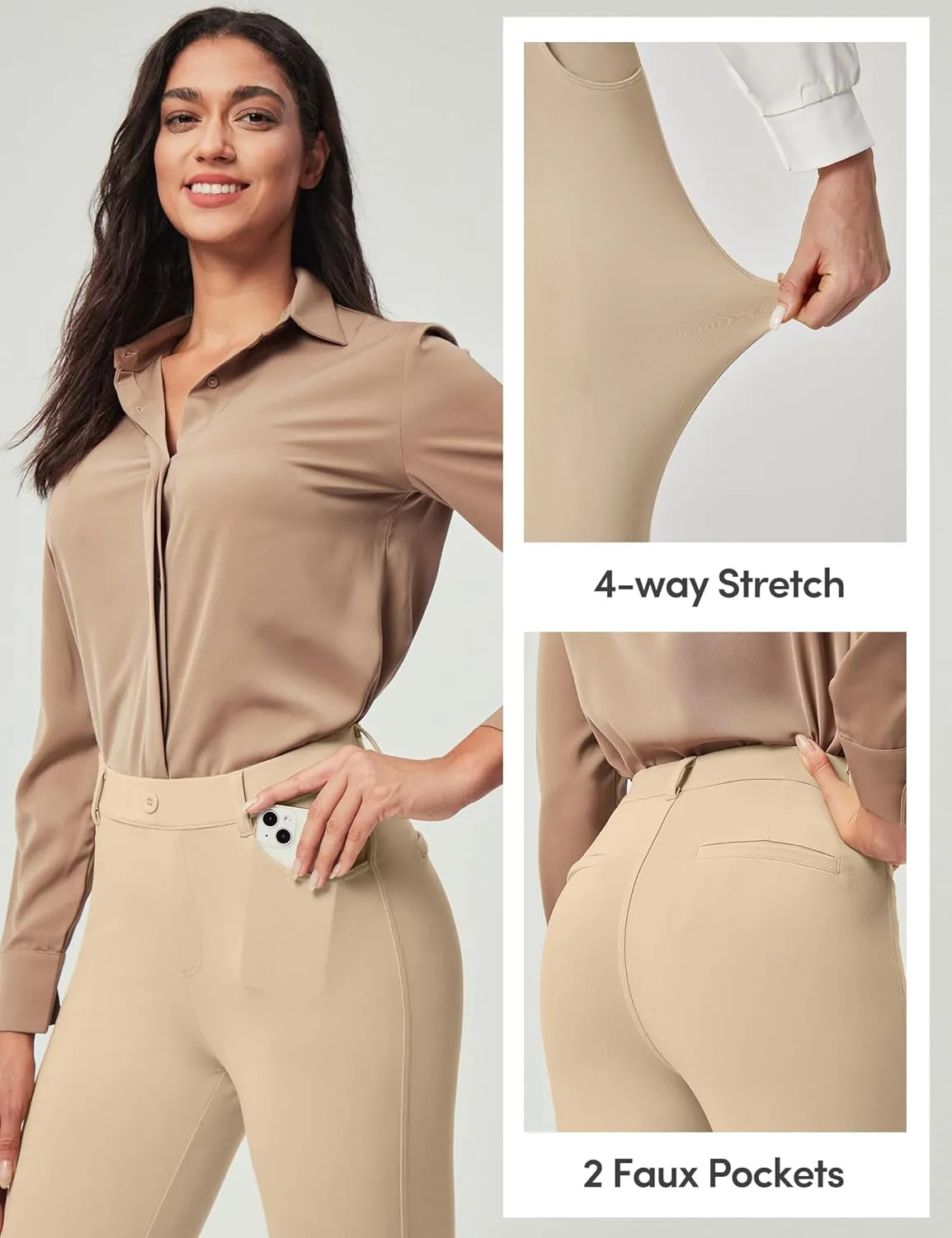 IUGA Stretchy Work Pants for Women Pull on Dress Pants for Women High Waitsted Business Casual Pants with 2 Pockets