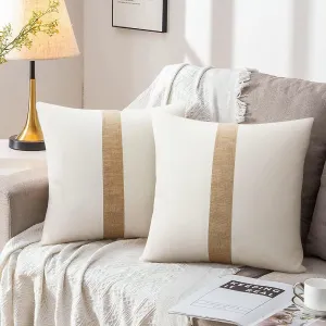 JASEN Farmhouse Decorative Throw Pillow Covers Boho Modern Decor Pillow Case White Patchwork Accent Pillow Cover for Couch Sofa Bed 18 x 18 Inch