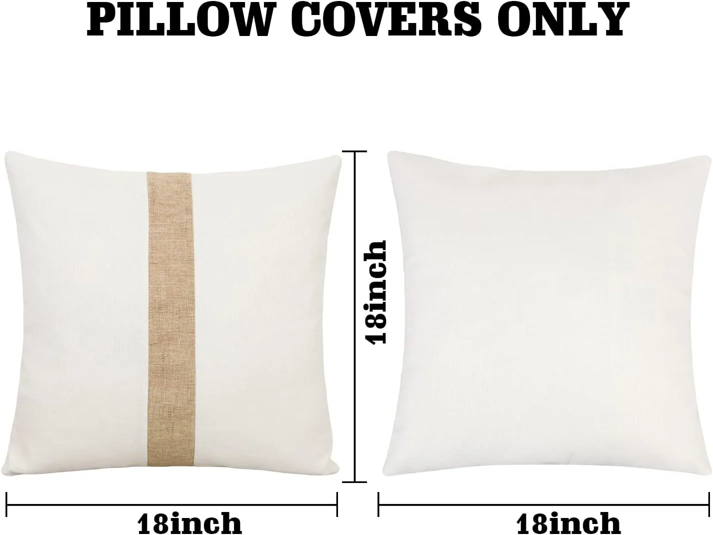 JASEN Farmhouse Decorative Throw Pillow Covers Boho Modern Decor Pillow Case White Patchwork Accent Pillow Cover for Couch Sofa Bed 18 x 18 Inch