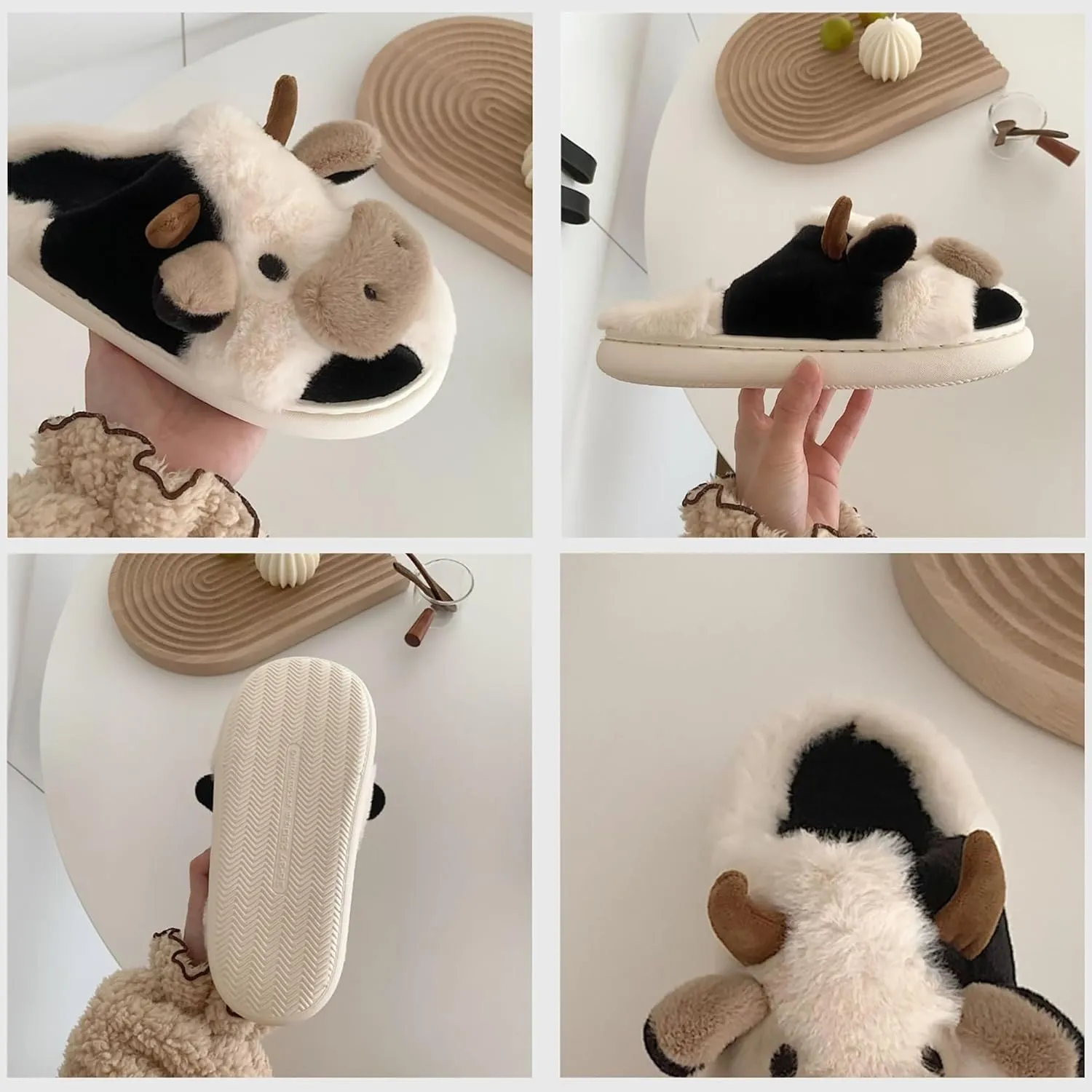 Jerzmy Cute Animal Cow Pig Men Women House Slippers, Comfy Memory Foam Cloudy Soft Slippers Plush Home Shoes for Bedroom Living Room Indoor