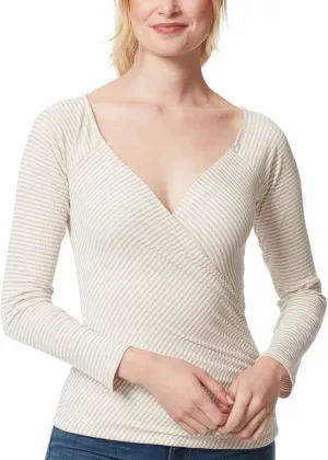 Jessica Simpson Womens Kiki Surplice Long Sleeve Wrap Top