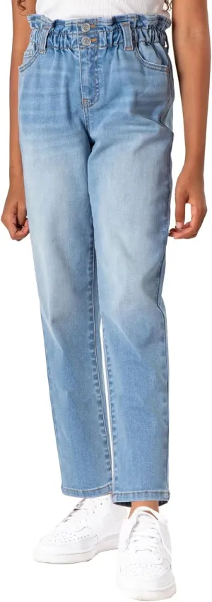 Jordache Girls High Rise Premium Paperbag Mom Jeans (Medium Enzyme Wash) (as1, Numeric, Numeric_12, Regular)
