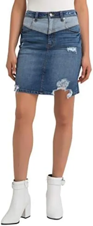 Jordache Sloane Ripped Denim Skirt Navy 28