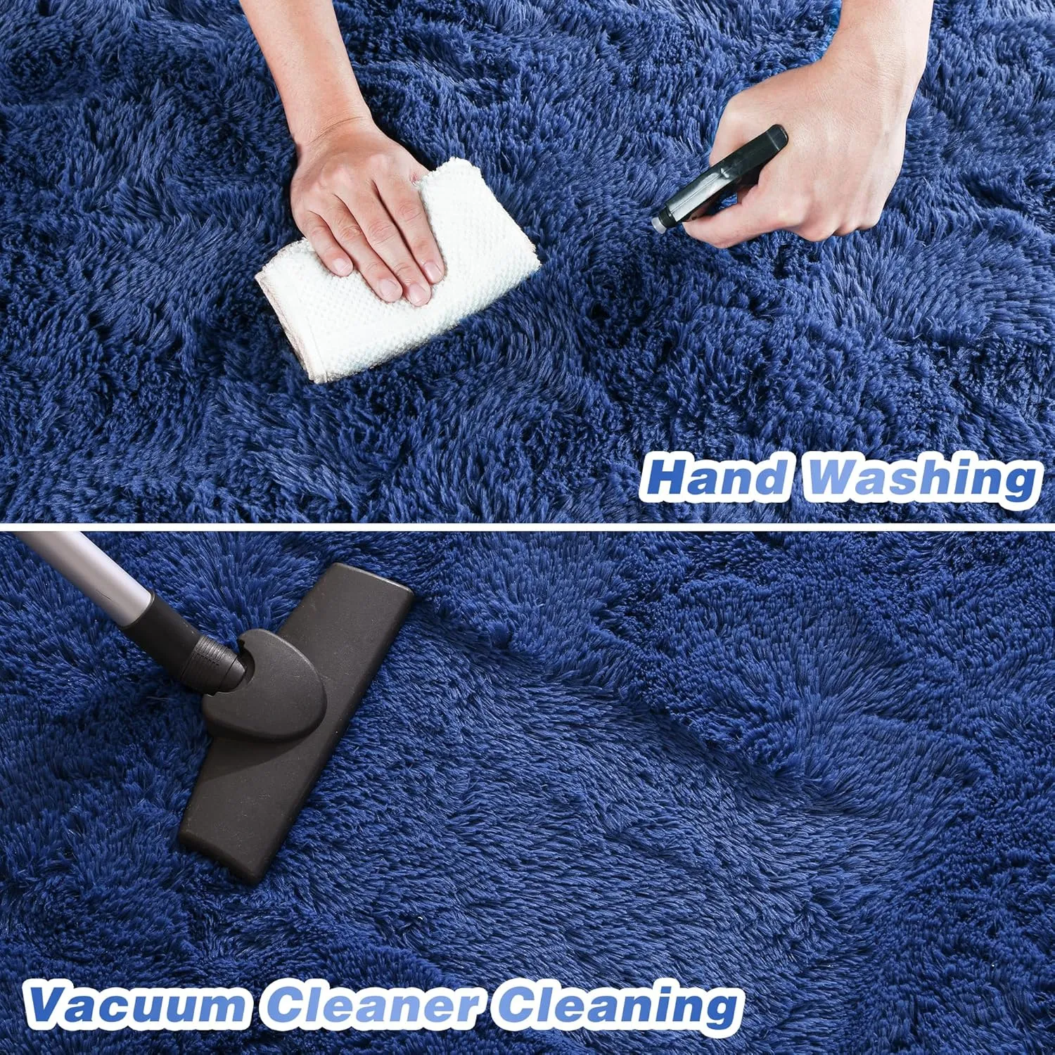 junovo Washable, Non-Slip Area Rug, Ultra Soft Area Rugs 3x5 Feet Fluffy Carpets for Bedroom Kids Girls Boys Baby Living Room Shaggy Floor Nursery Rug Home Bedroom Mats, Navy Blue