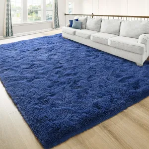 junovo Washable, Non-Slip Area Rug, Ultra Soft Area Rugs 3x5 Feet Fluffy Carpets for Bedroom Kids Girls Boys Baby Living Room Shaggy Floor Nursery Rug Home Bedroom Mats, Navy Blue