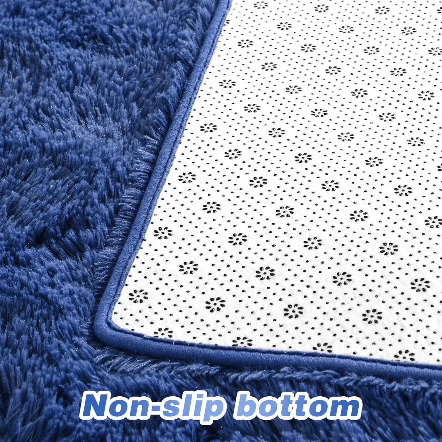 junovo Washable, Non-Slip Area Rug, Ultra Soft Area Rugs 3x5 Feet Fluffy Carpets for Bedroom Kids Girls Boys Baby Living Room Shaggy Floor Nursery Rug Home Bedroom Mats, Navy Blue