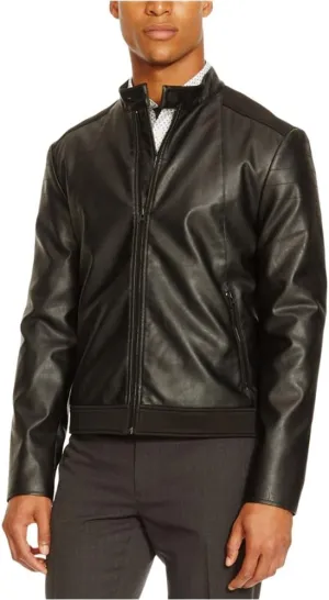 Kenneth Cole REACTION Men's Pleather/Neoprene Moto, Black Combo, X-Large