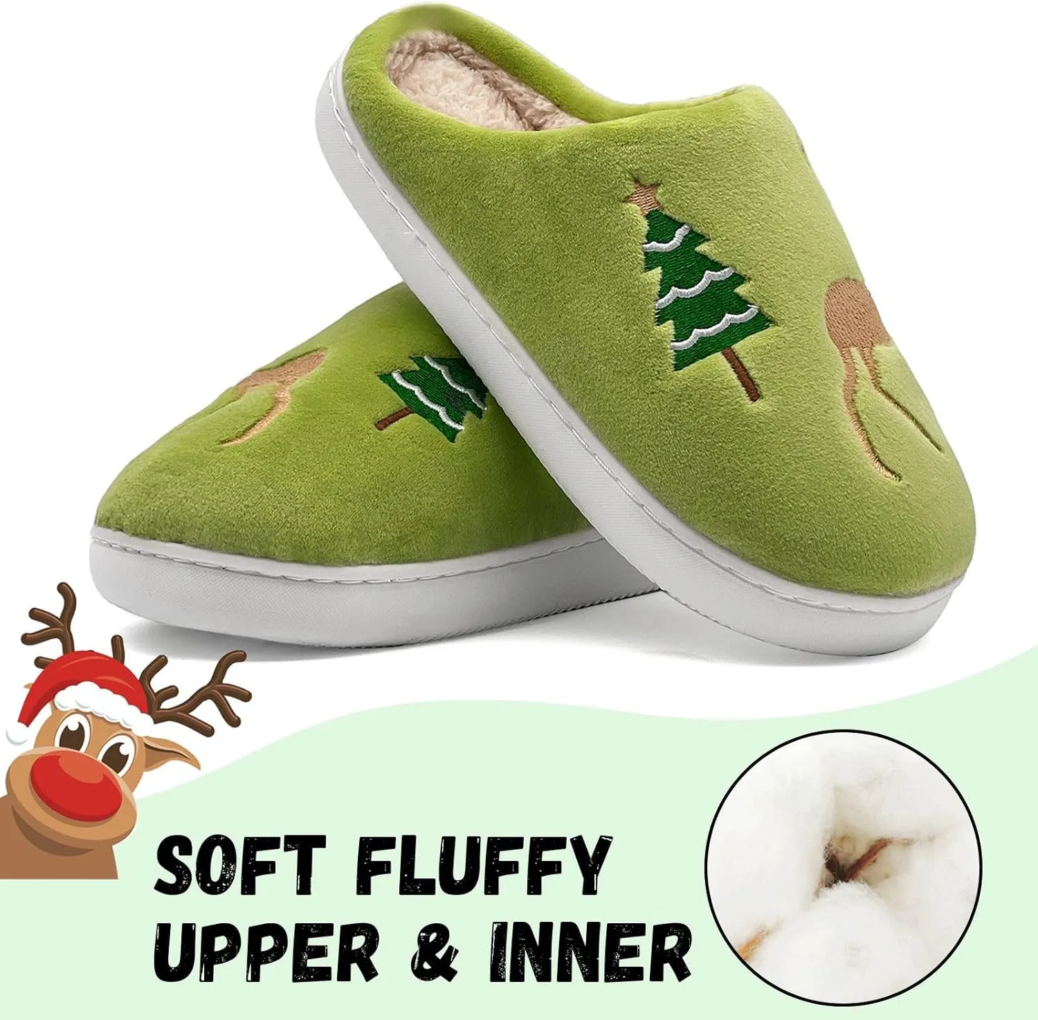 Kids Reindeer Slippers - Soft, Cozy, Non-Slip Indoor Shoes for Toddlers - Christmas Gifts for Boys & Girls