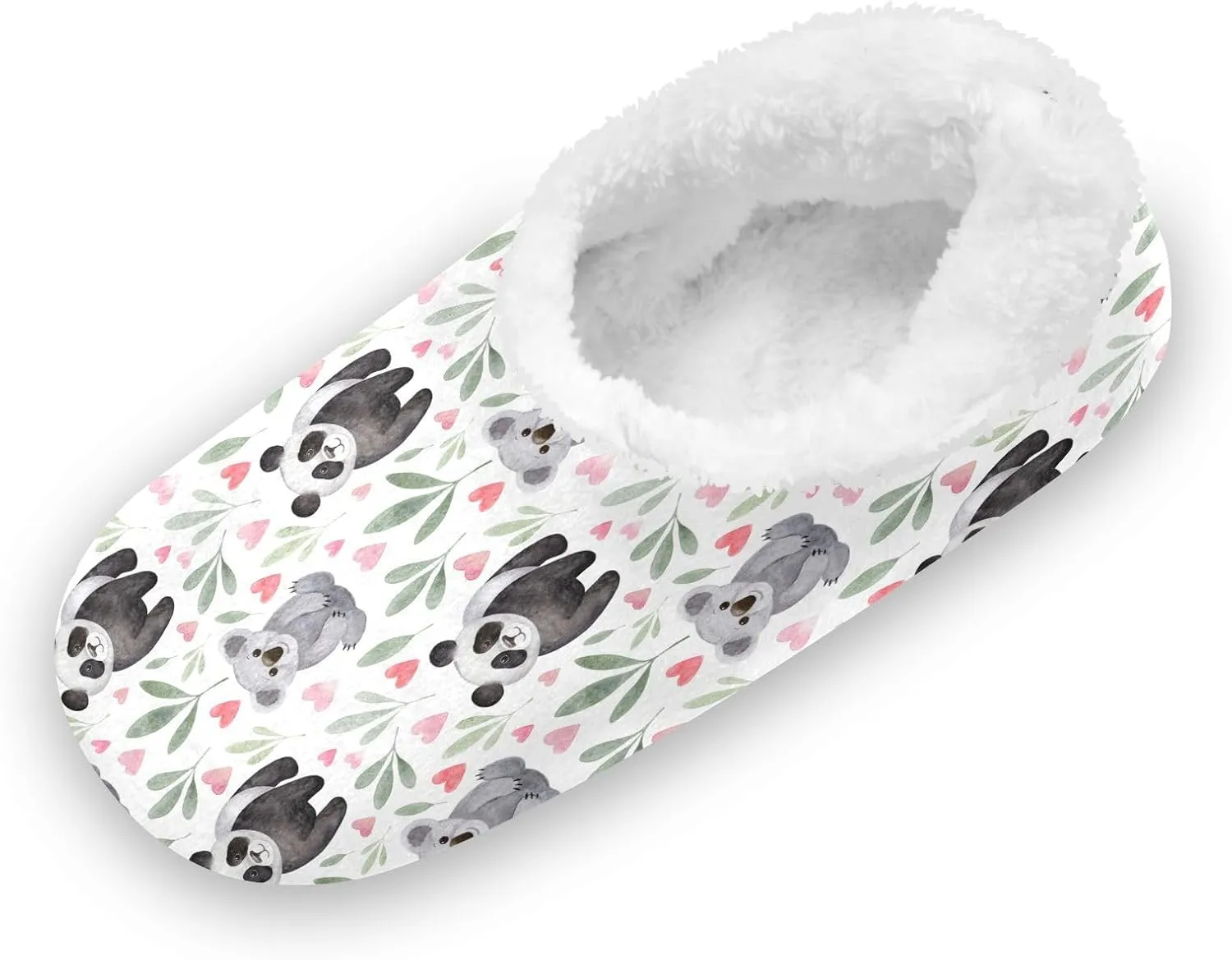 Kids Winter Slippers Panda Bear Koala Animals Hearts Leaf Warm Soft Non Slip House Slippers for Boys Girls Indoor
