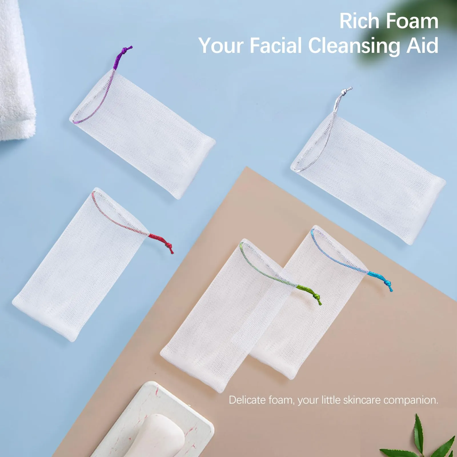 Kootinn 10 PCS Exfoliating Mesh Soap Pouch Double Layer Thicken Foam Net Soap Saver Sack Drawstring Holder Bags Bubble Mesh Bags