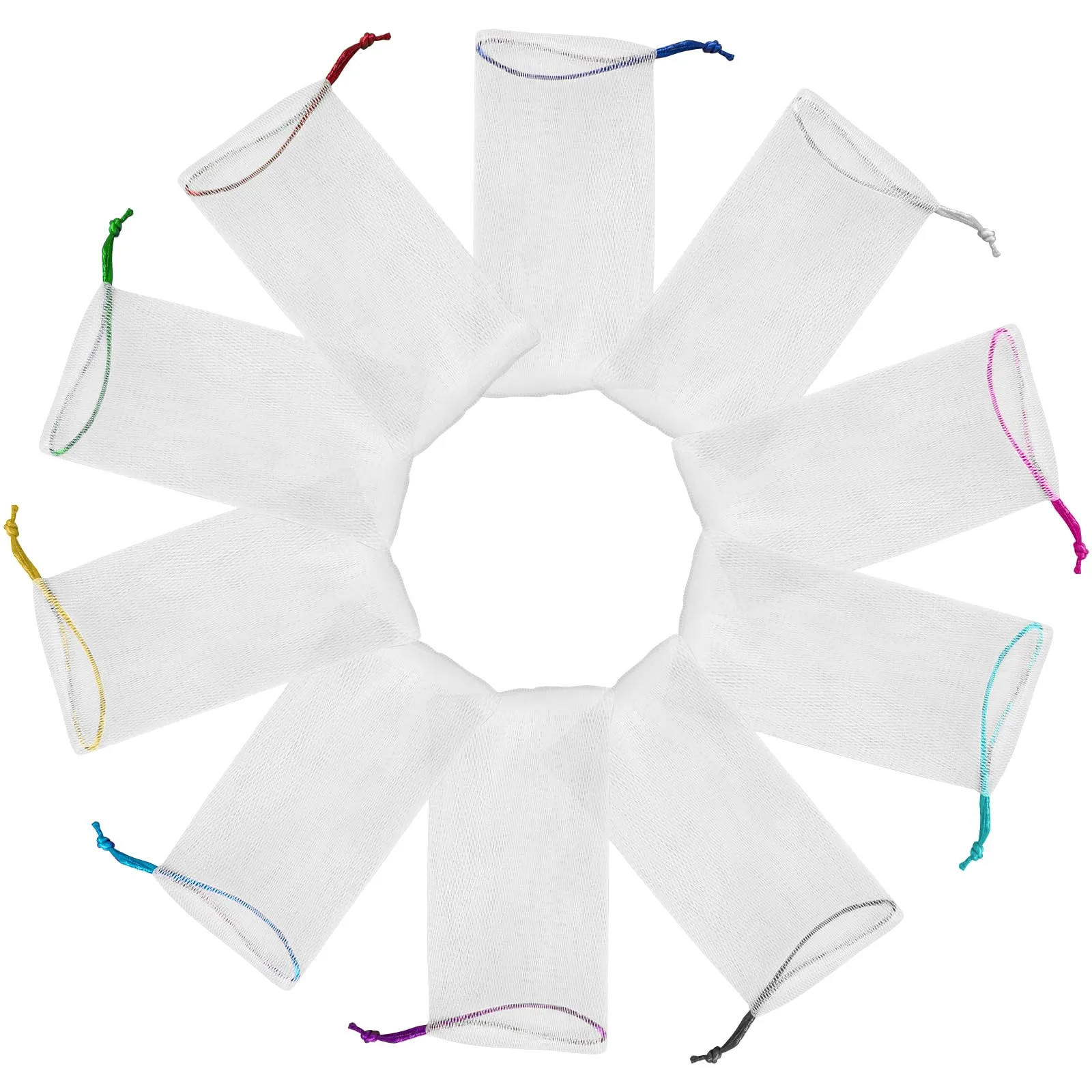Kootinn 10 PCS Exfoliating Mesh Soap Pouch Double Layer Thicken Foam Net Soap Saver Sack Drawstring Holder Bags Bubble Mesh Bags