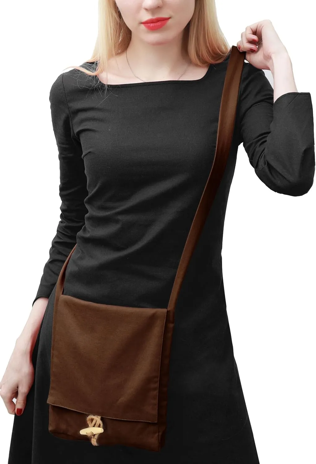 KUOIN Medieval Shoulder Bag Linen Pilgrim Pouch Renaissance Small Pack Accessories