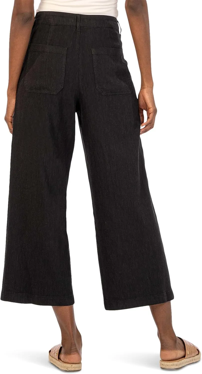 KUT from the Kloth Women's Petite Topaz-Wide Leg Pant with Porkchop Pockets in Black