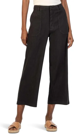 KUT from the Kloth Women's Petite Topaz-Wide Leg Pant with Porkchop Pockets in Black