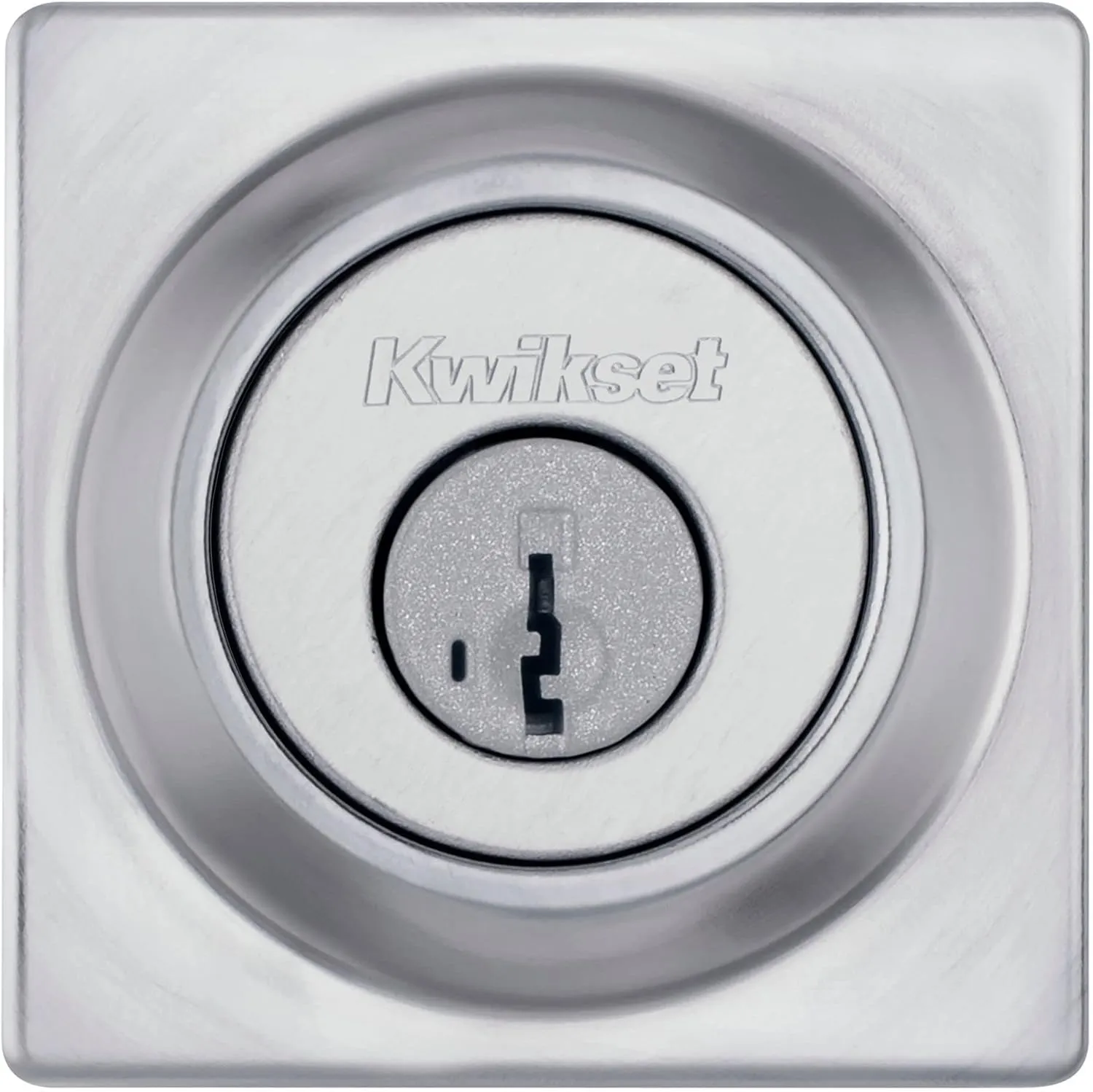 Kwikset 660 Contemporary Deadbolt Deadbolt Lock, Satin Chrome Square Exterior Keyed Front Entry Door, Pick Resistant SmartKey Rekey Security, Single Cylinder Dead Bolt