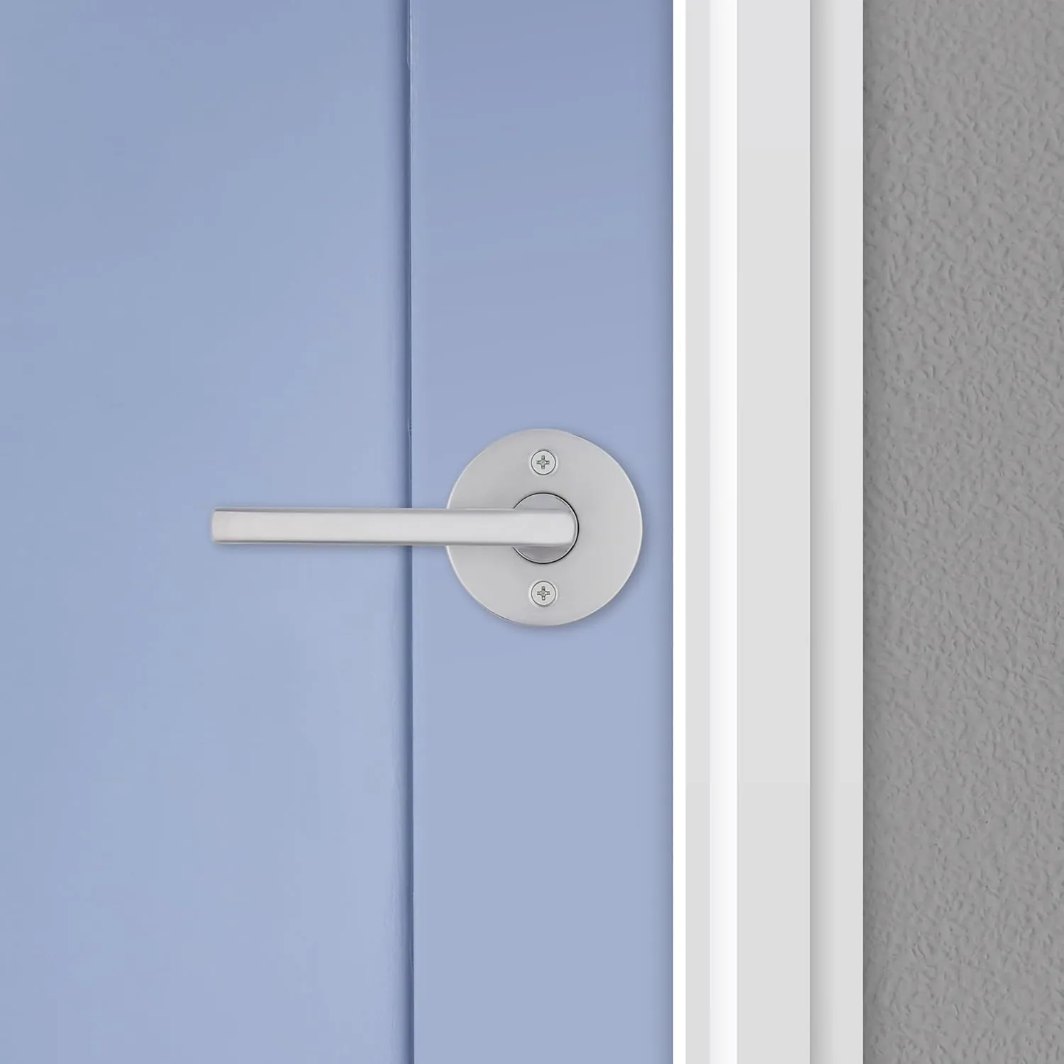 Kwikset Halifax Dummy Door Handle, Single Sided Round Lever for Closets, French Double Doors, and Pantry, Satin Chrome Non-Turning Reversible Interior Push/Pull Lever, with Microban Protection