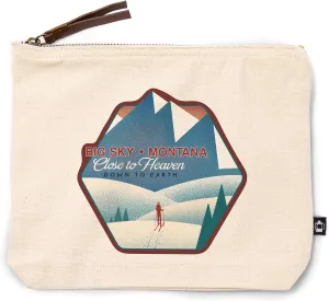 Lantern Press Big Sky, Montana, Skier in The Mountains, Litho, 100% Cotton Zipper Pouch, Travel Accessory, Go Bag