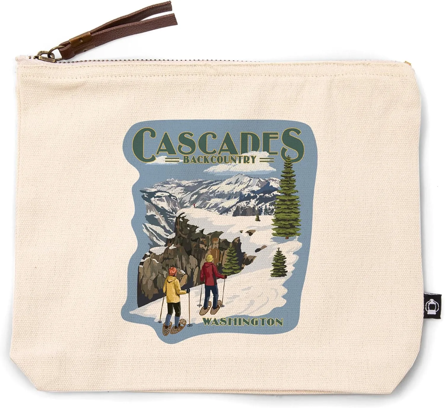Lantern Press North Cascades, Washington, Snowshoer Scene, 100% Cotton Zipper Pouch, Travel Accessory, Go Bag