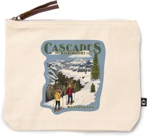 Lantern Press North Cascades, Washington, Snowshoer Scene, 100% Cotton Zipper Pouch, Travel Accessory, Go Bag