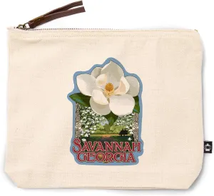 Lantern Press Savannah, Georgia, Single White Magnolia, 100% Cotton Zipper Pouch, Travel Accessory, Go Bag