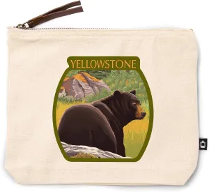 Lantern Press Yellowstone National Park, Wyoming, Black Bear in Forest, 100% Cotton Zipper Pouch, Travel Accessory, Go Bag
