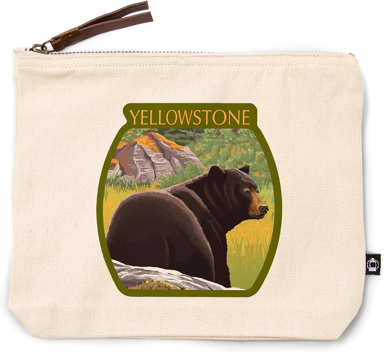 Lantern Press Yellowstone National Park, Wyoming, Black Bear in Forest, 100% Cotton Zipper Pouch, Travel Accessory, Go Bag