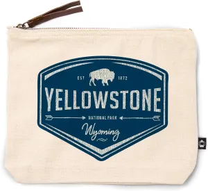 Lantern Press Yellowstone National Park, Wyoming, Navy Background, 100% Cotton Zipper Pouch, Travel Accessory, Go Bag