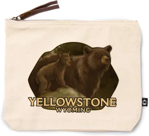 Lantern Press Yellowstone, Wyoming, Black Bears, 100% Cotton Zipper Pouch, Travel Accessory, Go Bag