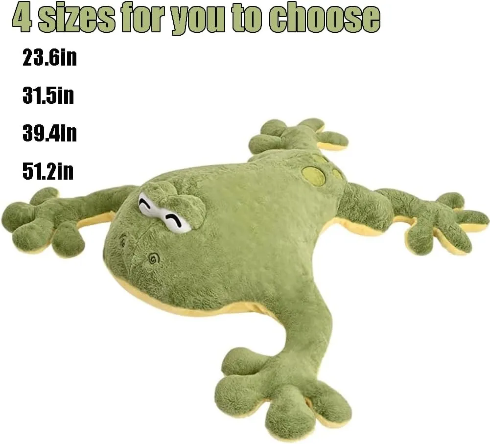 Large Frog Stuffed Animal Green Frog Plush Toy Frog Plushies Hugging Pillow Gift for Boys Girls (39.4in)