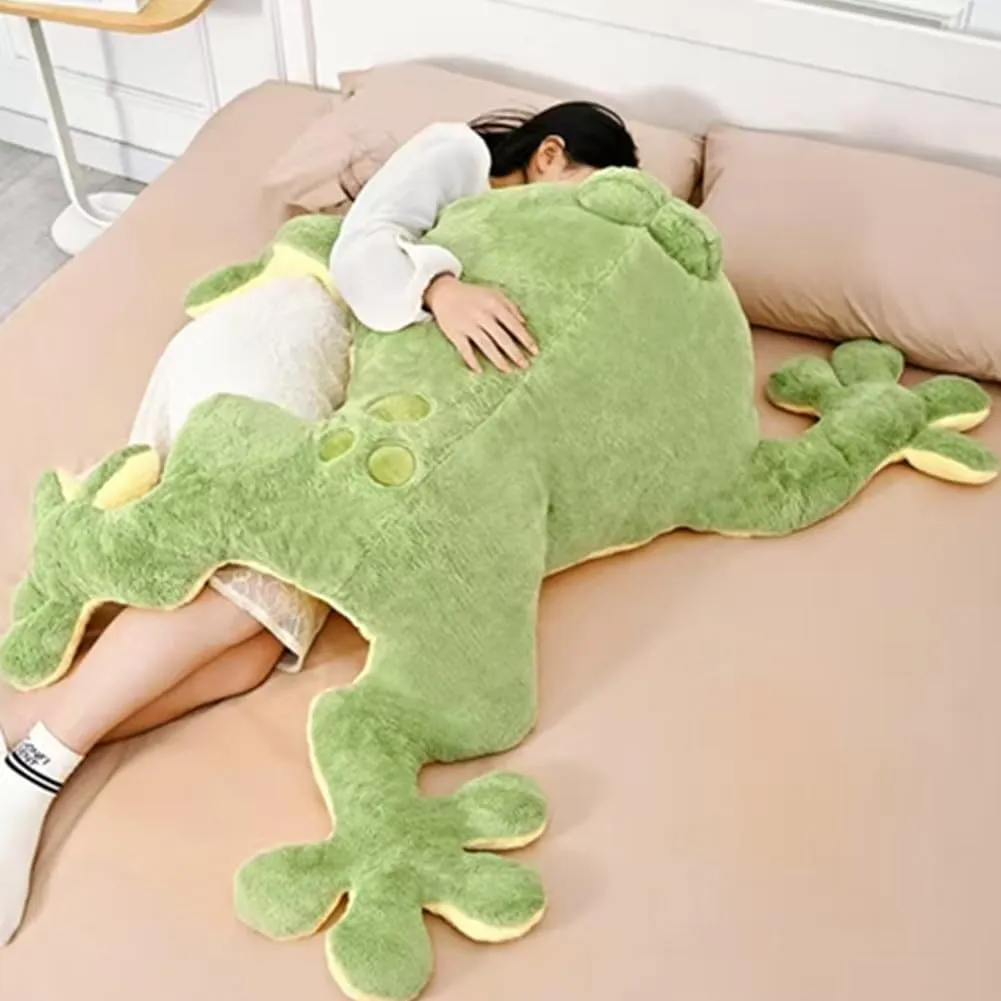 Large Frog Stuffed Animal Green Frog Plush Toy Frog Plushies Hugging Pillow Gift for Boys Girls (39.4in)