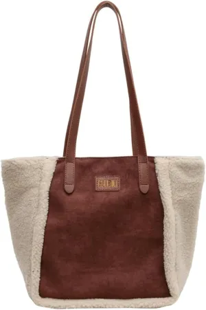 Large Plush Tote Underarm Bag for Women Fluffy Shoulder Purse Casual Faux Fur Working Handbag Fall Winter