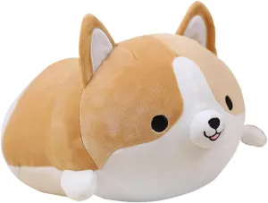 Levenkeness Corgi Dog Plush Pillow, Soft Cute Shiba Inu Akita Stuffed Animals Toy Gifts (Brown, 17.7 in)