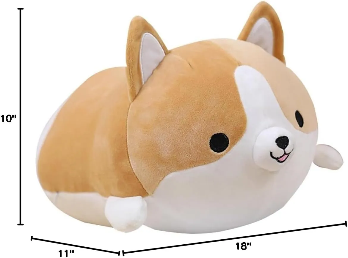 Levenkeness Corgi Dog Plush Pillow, Soft Cute Shiba Inu Akita Stuffed Animals Toy Gifts (Brown, 17.7 in)