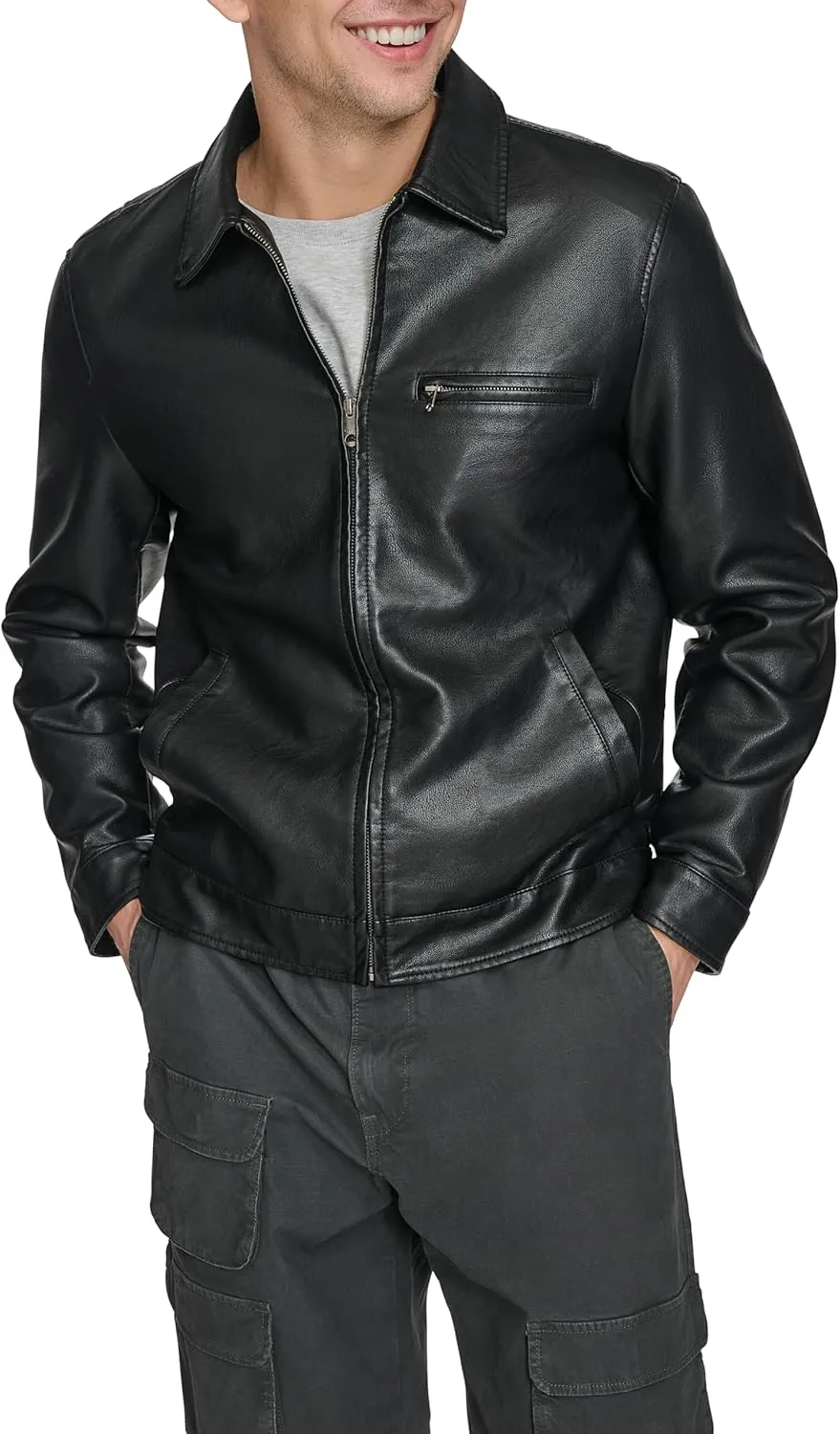 Levi's Men's Faux Leather Laydown Collar Racer Jacket