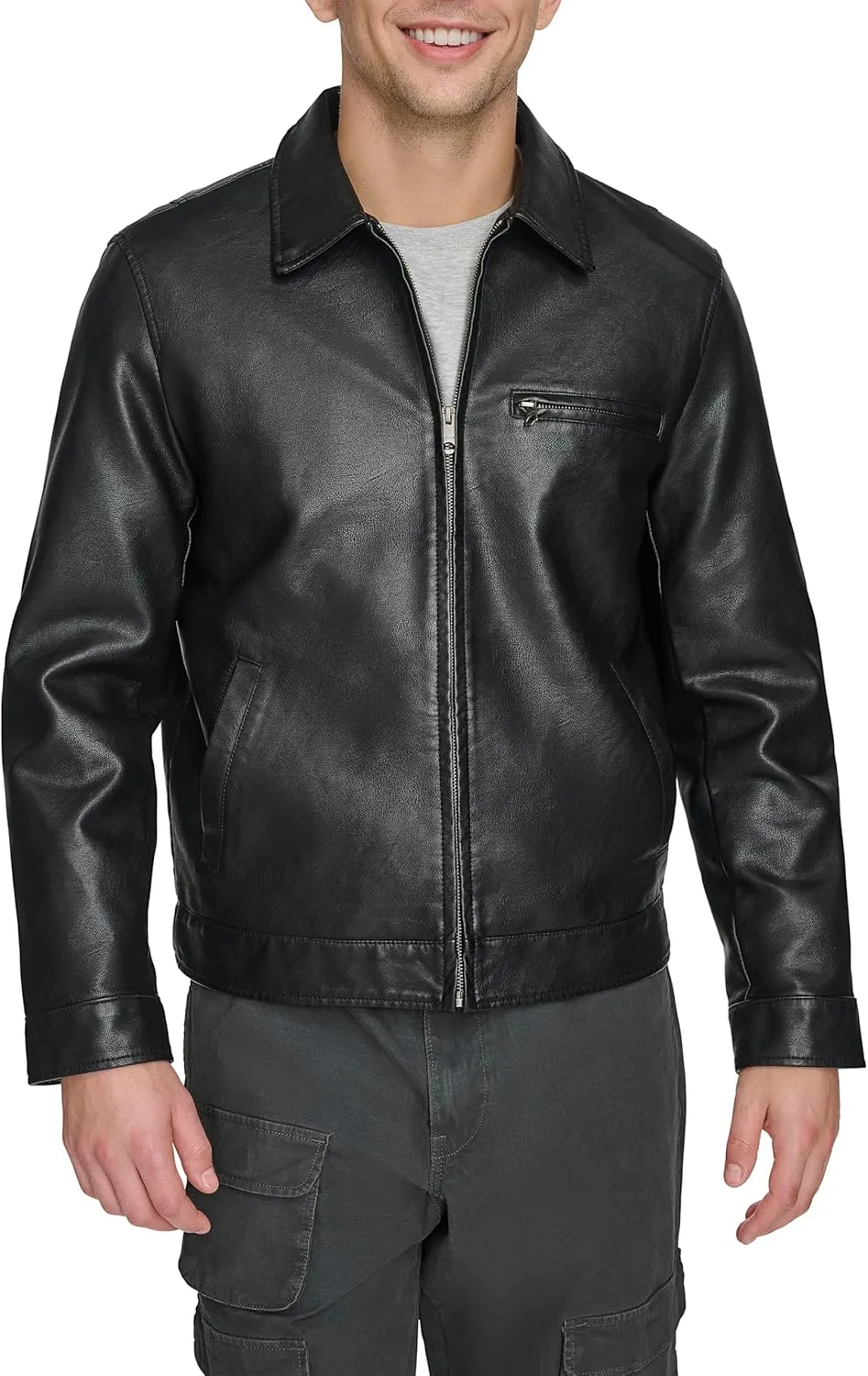 Levi's Men's Faux Leather Laydown Collar Racer Jacket