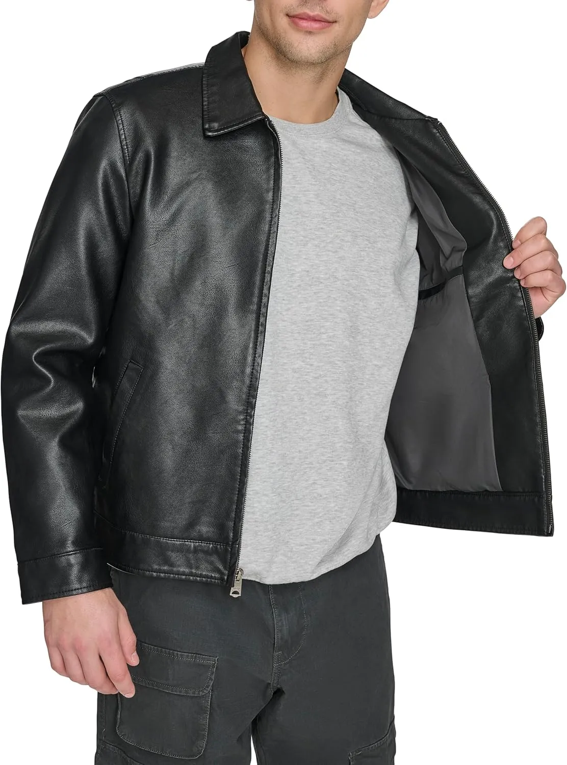 Levi's Men's Faux Leather Laydown Collar Racer Jacket