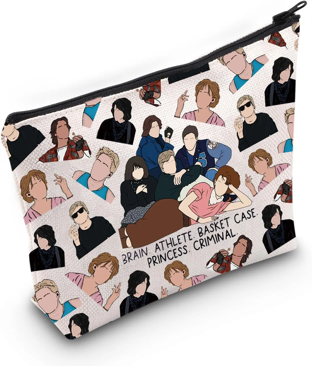 LEVLO Breakfast Movie Makeup Bag Andrew Clark & Brian Johns Fans Gift Carl & John Bender Zipper Pouch Bag Claire Stand Breakfast Merchandise (BRAIN Bag)